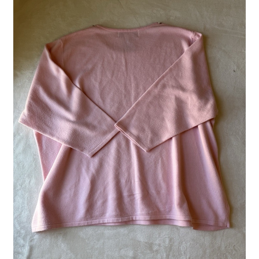 Sag Harbor Women's Sweater Top 3XL Pink Cozy‎ Soft Knit Short Sleeve Embellished - Picture 5 of 6